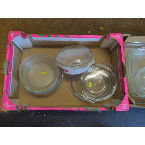 322 - 2 boxes of assorted Pyrex & other cooking dishes