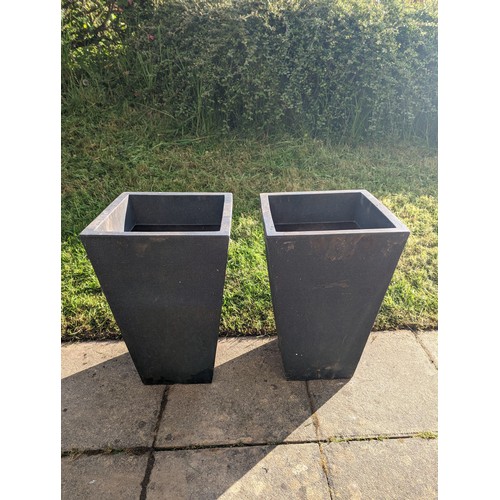 102A - Pair of square tapered fibreglass planters. H55cm W35cm