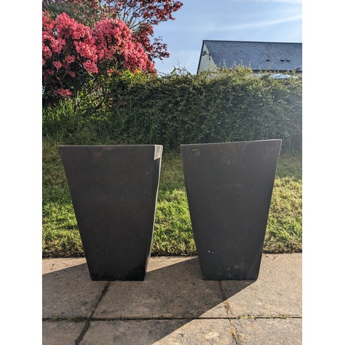 102A - Pair of square tapered fibreglass planters. H55cm W35cm