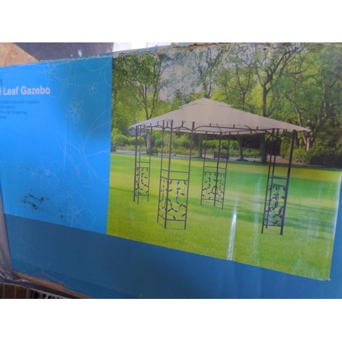 251 - Large Lucca steel leafed boxed Gazebo, only used once