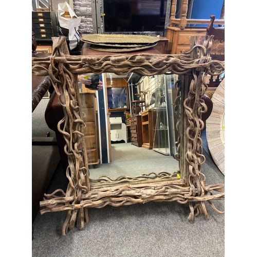 254 - Large mirror framed with driftwood. W99 L 104 cm