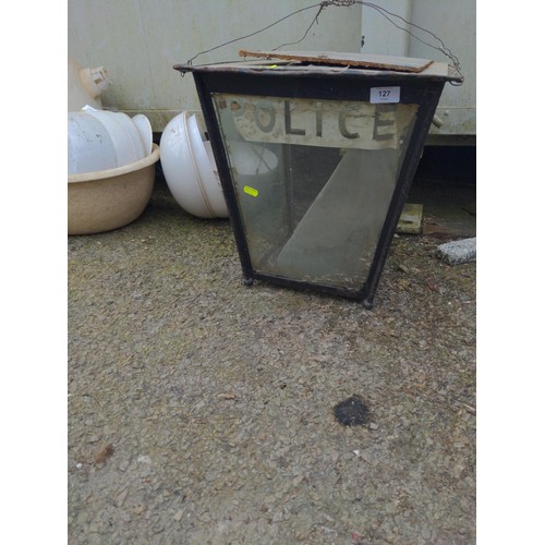 127 - Vintage police style lantern. H 42cm x height 40