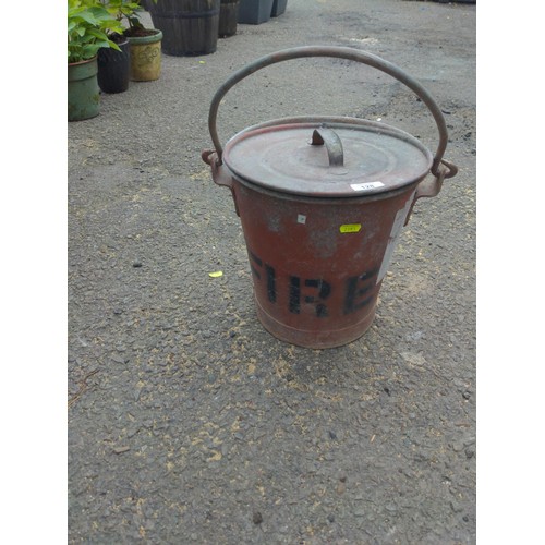 128 - Vintage fire bucket with lid.