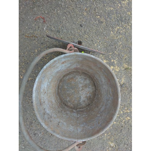 128 - Vintage fire bucket with lid.