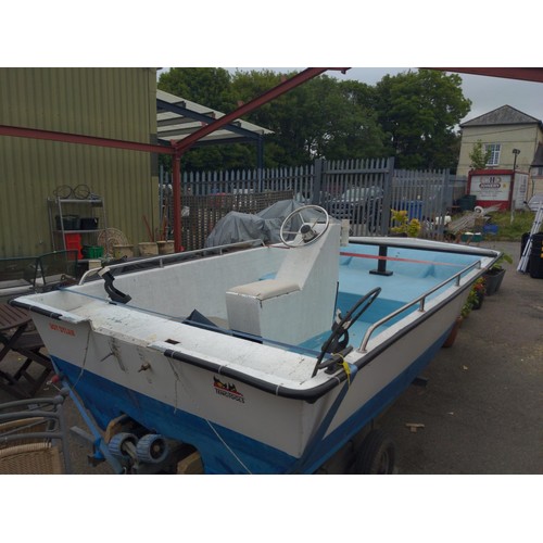 1 - 4.2m AquaJeep, double skin GRP lined boat with trailer which is in good working order.