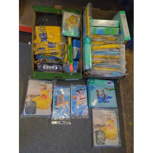 227 - 2 boxes of children's new inflatables, goggle, snorkeling kit etc