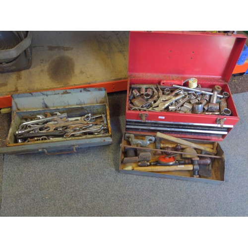 231 - Large quantity of tools inc sockets & spanners, in 2 metal tool boxes