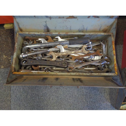 231 - Large quantity of tools inc sockets & spanners, in 2 metal tool boxes