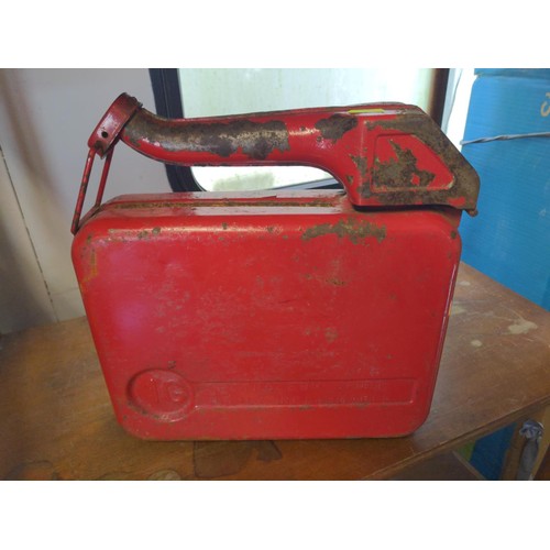 248 - 1 Gallon Tudor petroleum can together with a wooden treasure box (damage to lid)