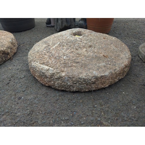 24 - Granite staddle stone top. D52cm