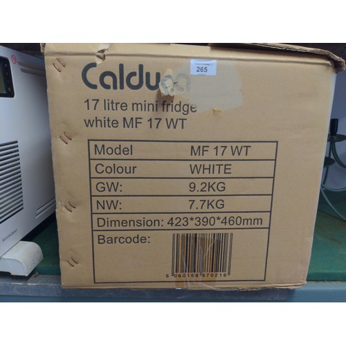 265 - Caldura 17 litre mini fridge, as new in box