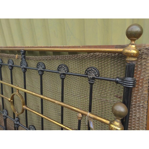 55 - Brass & cast bed frame. 4ft 5 wide. with base