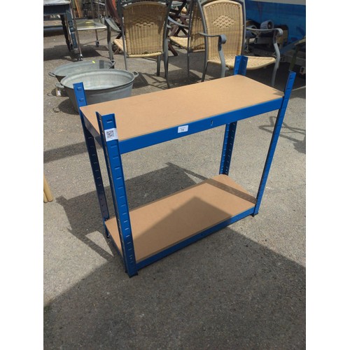 74 - Blue metal framed shelving units ( one and a half ) adjustable! W73 D31 H149 cm x 1 plus 1 @ W 73 D3... 