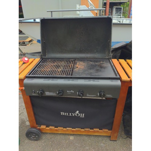 8 - Billyoh 4 burner gas BBQ with weather cover. Includes empty patio gas bottle.