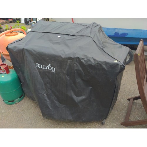 8 - Billyoh 4 burner gas BBQ with weather cover. Includes empty patio gas bottle.