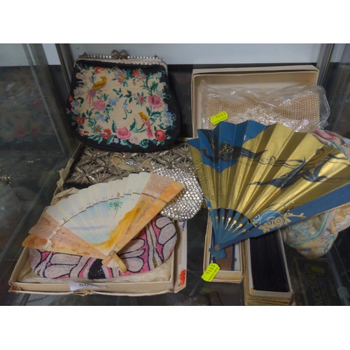 503 - Collection of evening bags and fans