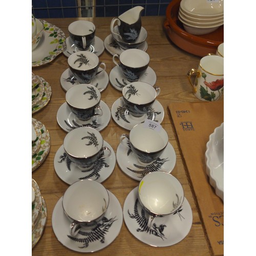 587 - Royal Albert Night and Day tea set 9 cups and 11 saucers