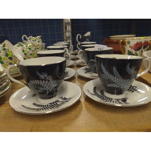 587 - Royal Albert Night and Day tea set 9 cups and 11 saucers