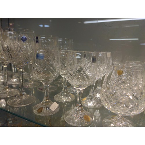 549 - 5 matching sets of 6, cut glass drinking glasses inc. Edinburgh and Schott 