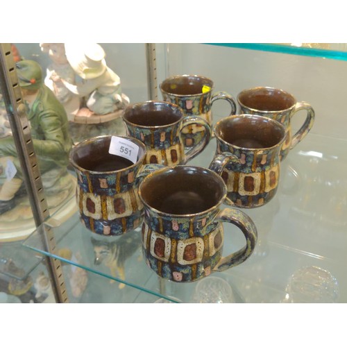 551 - set of 6 studio coffee mugs 