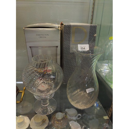 554 - Boxed Dartington Crystal vase and candle lamp