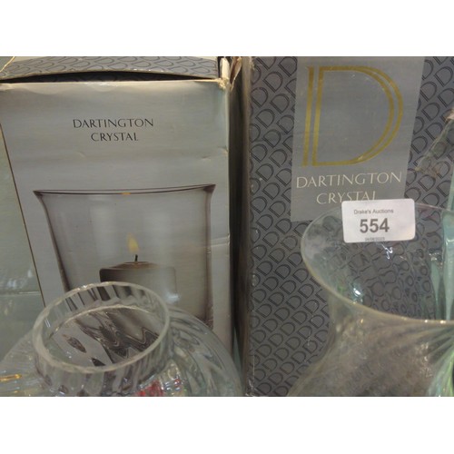 554 - Boxed Dartington Crystal vase and candle lamp