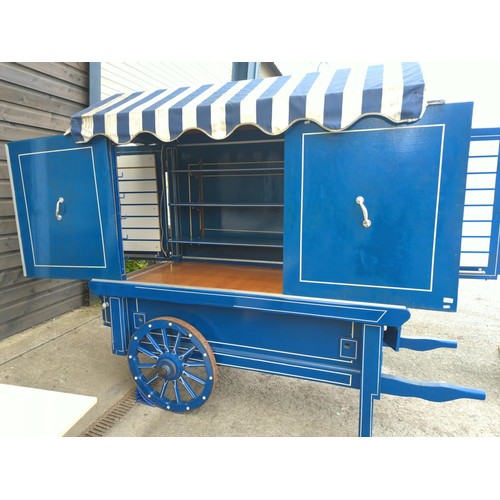 1A - Market sellers hand cart with canvas roof opening sides and underneath storage H213 L230 W88cm