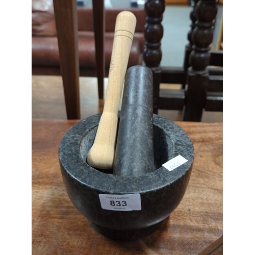 833 - Marble pestle & mortar.  With extra pestle  