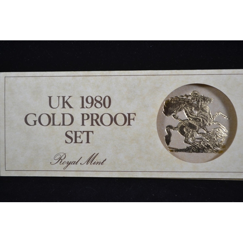 8 - Royal Mint UK 1980 Gold Proof Set, including a £5, £2, sovereign and half-sovereign, wit... 