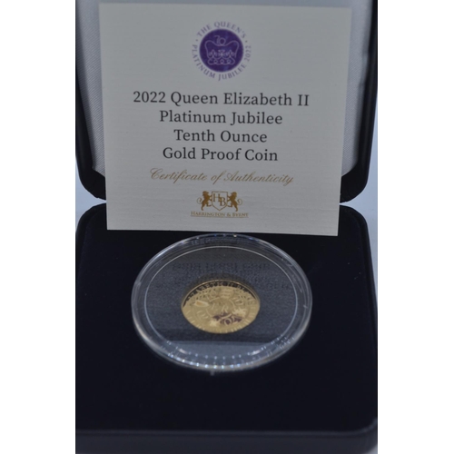 35 - 2022 Queen Elizabeth II Platinum Jubilee Tenth Ounce Solomon Islands Gold Proof Coin, from Harringto... 