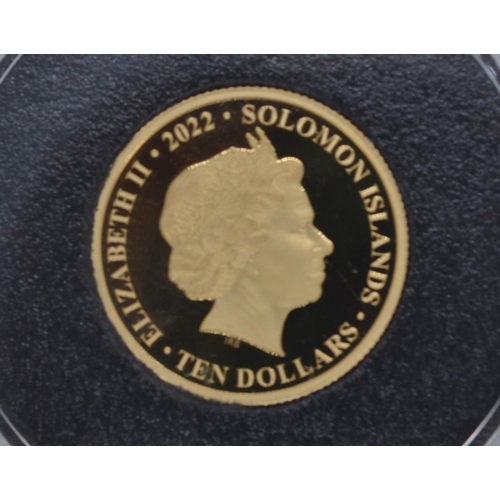 35 - 2022 Queen Elizabeth II Platinum Jubilee Tenth Ounce Solomon Islands Gold Proof Coin, from Harringto... 