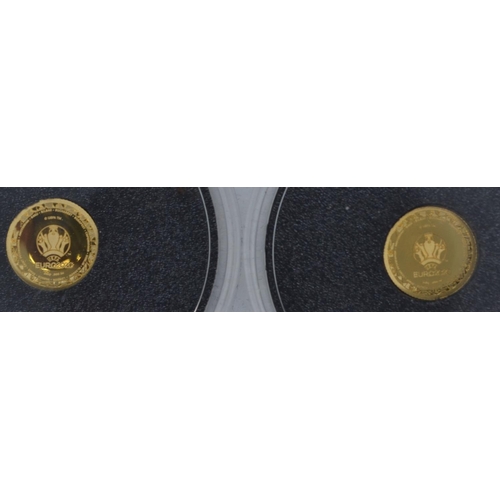 43 - Two Elizabeth II 24ct gold 0.5 gram $10 'UEFA Euro 2020' Solomon Islands coins, with certificates an... 