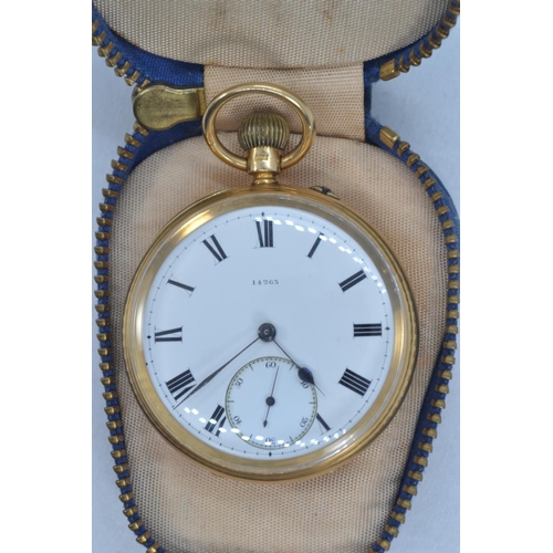 58 - 18ct gold cased open face pocket watch, Fridlander London, case hallmarked AF London 1898,... 