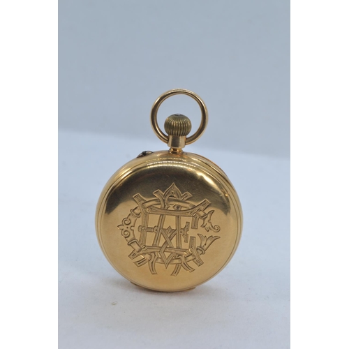 58 - 18ct gold cased open face pocket watch, Fridlander London, case hallmarked AF London 1898,... 