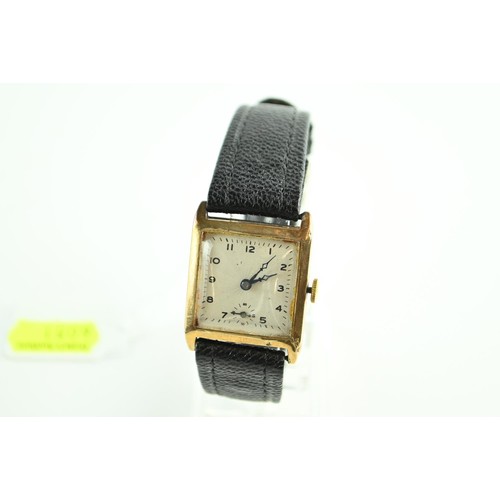 52 - 9ct Gents dress watch with leather strap. ( inscribed with SGT. V.J. Pegler from combined messes 193... 