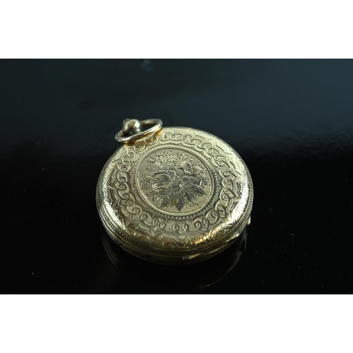 57 - Ladies open face pocket watch 14k gold with sub second hand. No 23737 Patent Server (gross weight 42... 