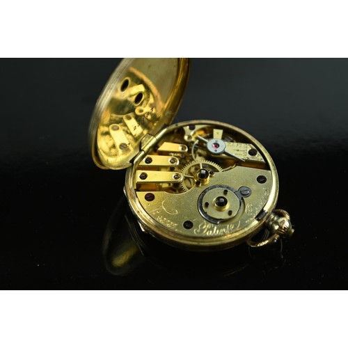 57 - Ladies open face pocket watch 14k gold with sub second hand. No 23737 Patent Server (gross weight 42... 