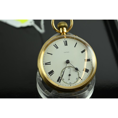 58 - 18ct gold cased open face pocket watch, Fridlander London, case hallmarked AF London 1898,... 