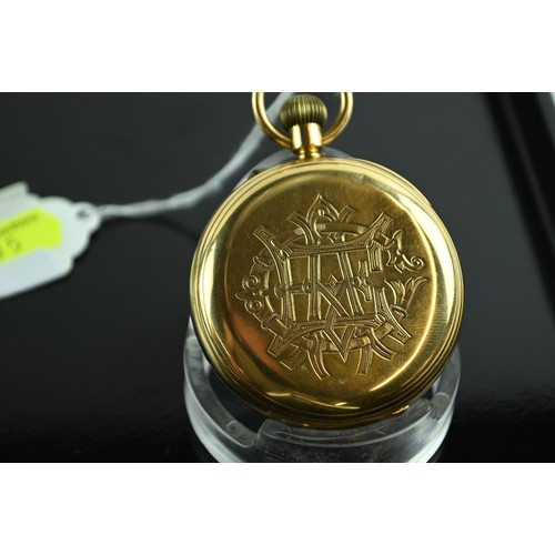 58 - 18ct gold cased open face pocket watch, Fridlander London, case hallmarked AF London 1898,... 