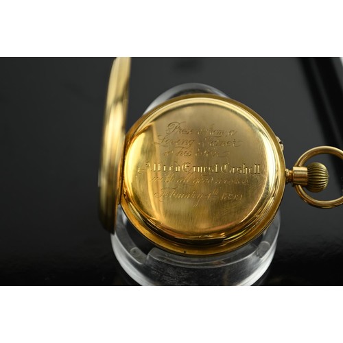 58 - 18ct gold cased open face pocket watch, Fridlander London, case hallmarked AF London 1898,... 