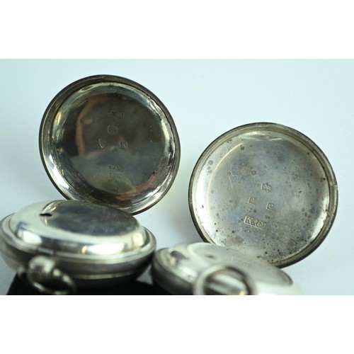 67 - Two gents silver pocket watches as found. Both opened face and one with T.P.H. 806 inside back and t... 