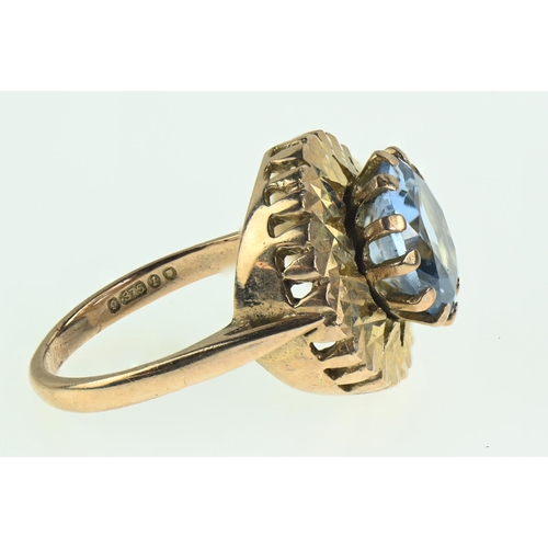 83 - 9ct gold ring set with aquamarine (stone diameter 9mm), size N, gross weight 5.62 grams