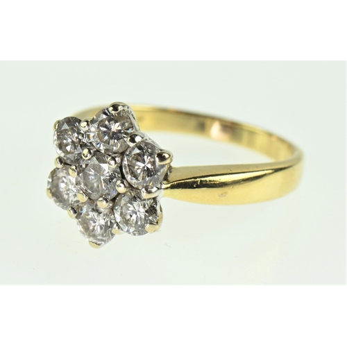 84 - 18ct gold and diamond flower cluster ring, (Estimated average diamond diameter 3.5mm each.), size M1... 