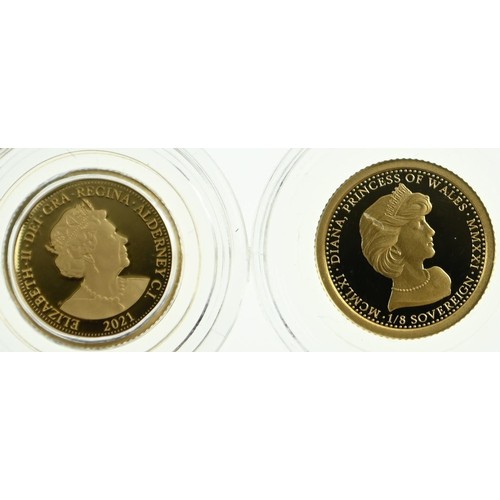 33 - Two 2021 Elizabeth II 1/8 sovereigns, including George and the Dragon 200th Anniversary and Diana 60... 