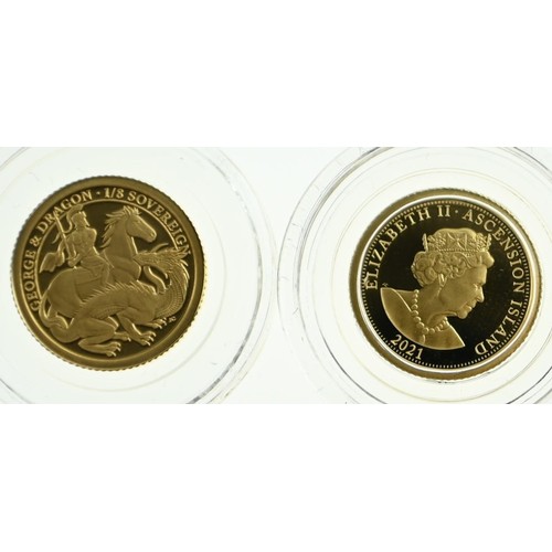 33 - Two 2021 Elizabeth II 1/8 sovereigns, including George and the Dragon 200th Anniversary and Diana 60... 