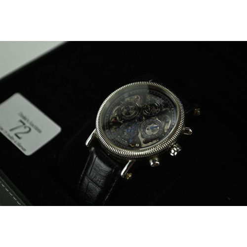 72 - Hindenberg skeleton gents watch and leather strap. Model 150-H automatic movement calibre 35 jewels.