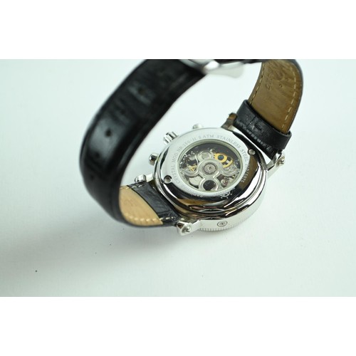 72 - Hindenberg skeleton gents watch and leather strap. Model 150-H automatic movement calibre 35 jewels.