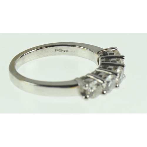 86 - 18ct white gold and five stone diamond ring, size M, gross weight 4.84 grams