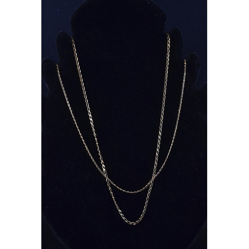 90 - Two 9ct gold neck chains, circumference 450mm and 500mm respectively, gross weight 3.9 grams