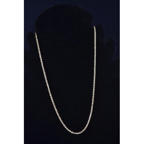 92 - 9ct gold rope twist neck chain, circumference 515mm, 3.5 grams